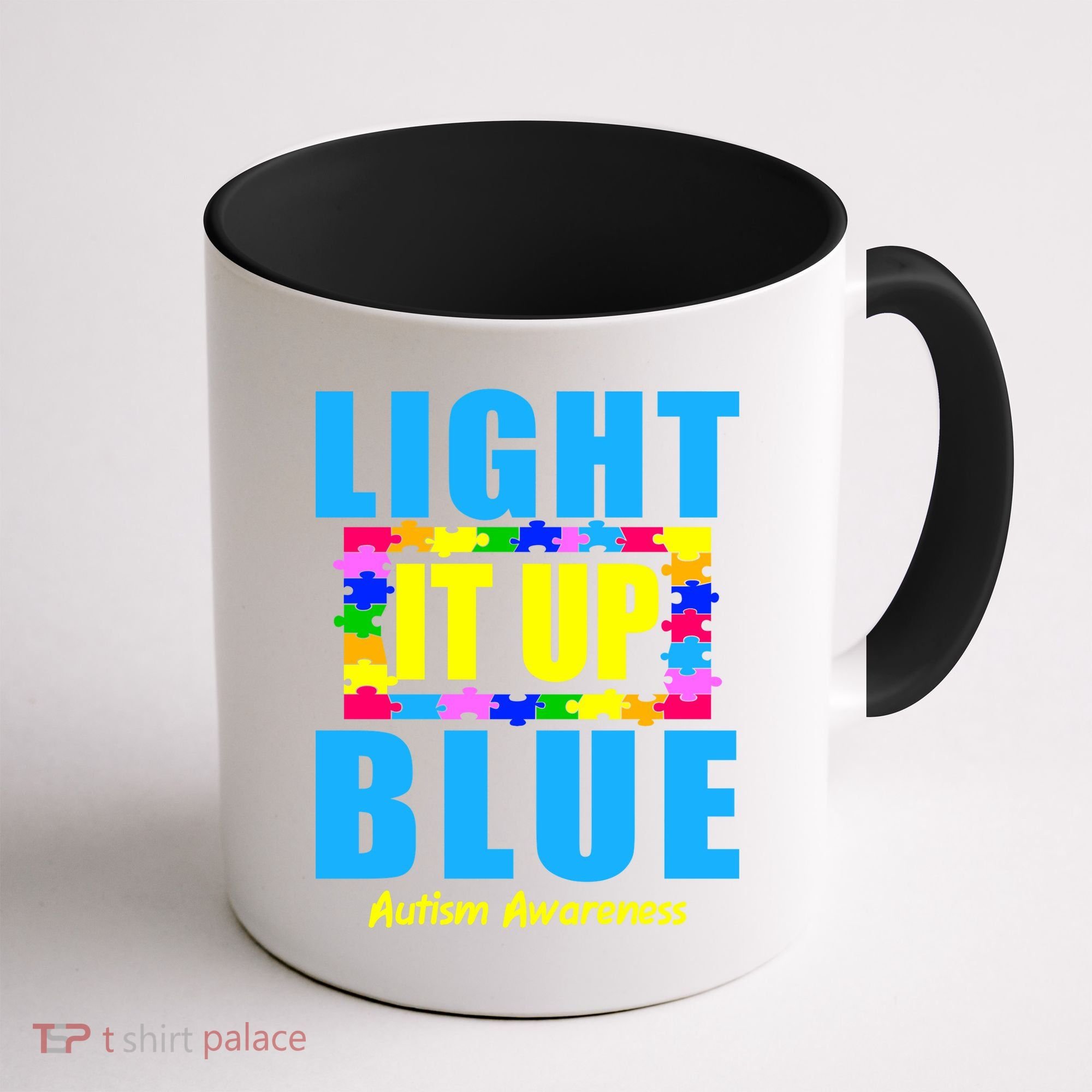 Light It Up Blue Autism Awareness Puzzle Pieces Coffee Mug