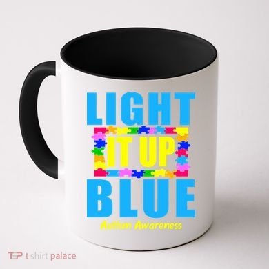 Light It Up Blue Autism Awareness Puzzle Pieces Coffee Mug