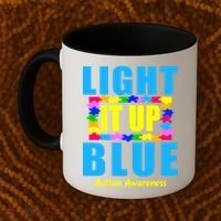 Light It Up Blue Autism Awareness Puzzle Pieces Coffee Mug thumb 2