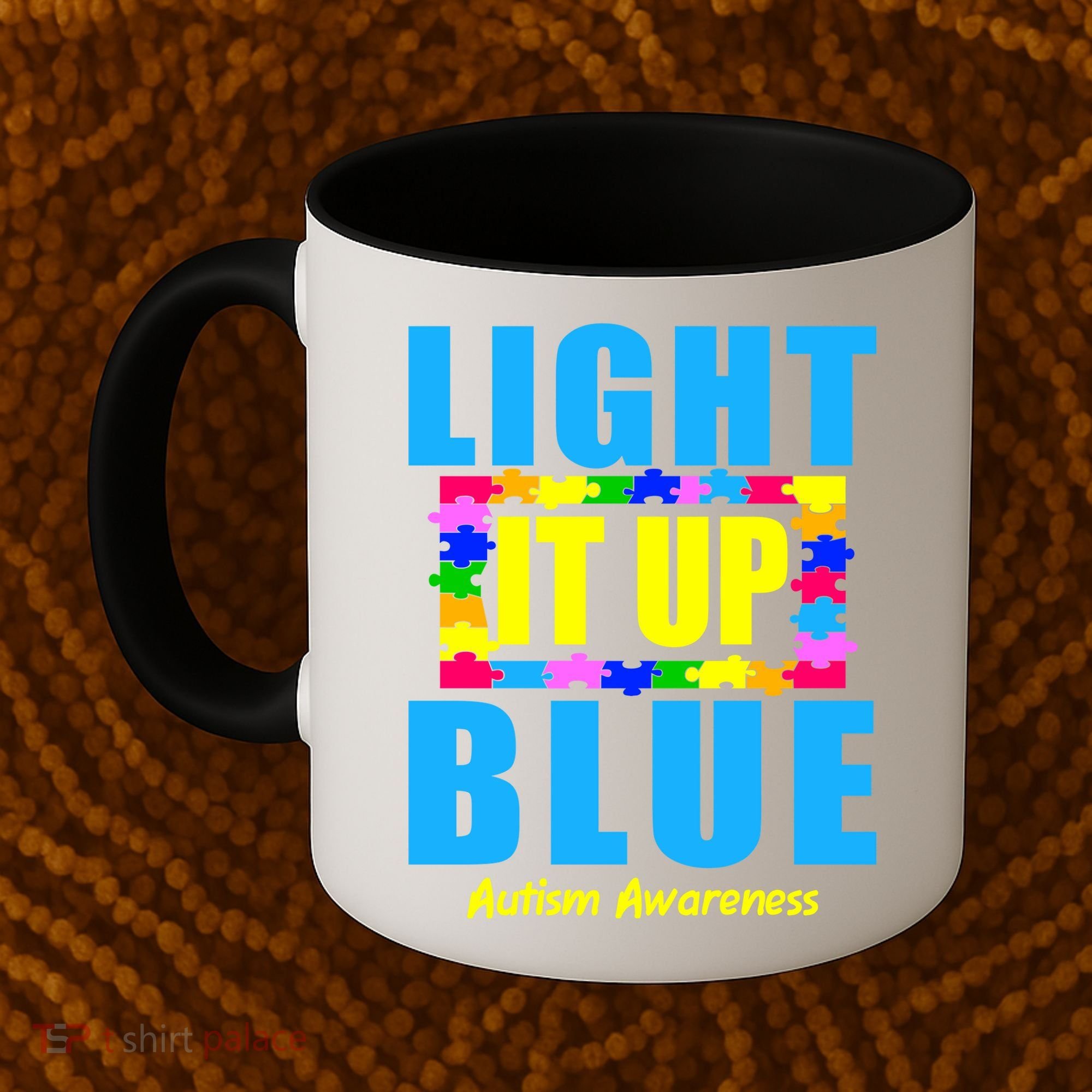 Light It Up Blue Autism Awareness Puzzle Pieces Coffee Mug