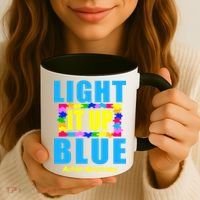 Light It Up Blue Autism Awareness Puzzle Pieces Coffee Mug thumb 3