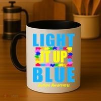 Light It Up Blue Autism Awareness Puzzle Pieces Coffee Mug thumb 4