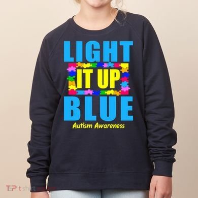 Light It Up Blue Autism Awareness Puzzle Pieces Women's Sweatshirt
