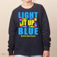 Light It Up Blue Autism Awareness Puzzle Pieces Women's Sweatshirt thumb 0