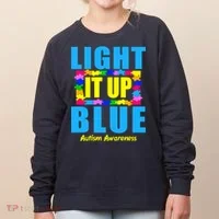 Light It Up Blue Autism Awareness Puzzle Pieces Women's Sweatshirt thumb 0