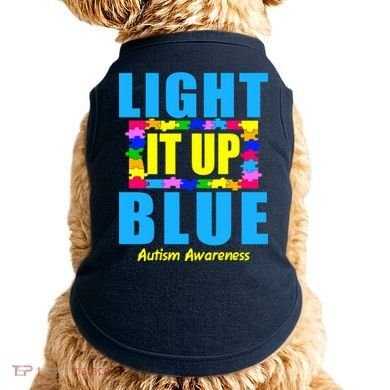 Light It Up Blue Autism Awareness Puzzle Pieces Doggie Tank