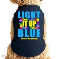 Light It Up Blue Autism Awareness Puzzle Pieces Doggie Tank thumb 0