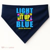 Light It Up Blue Autism Awareness Puzzle Pieces USA-Made Doggie Bandana thumb 0