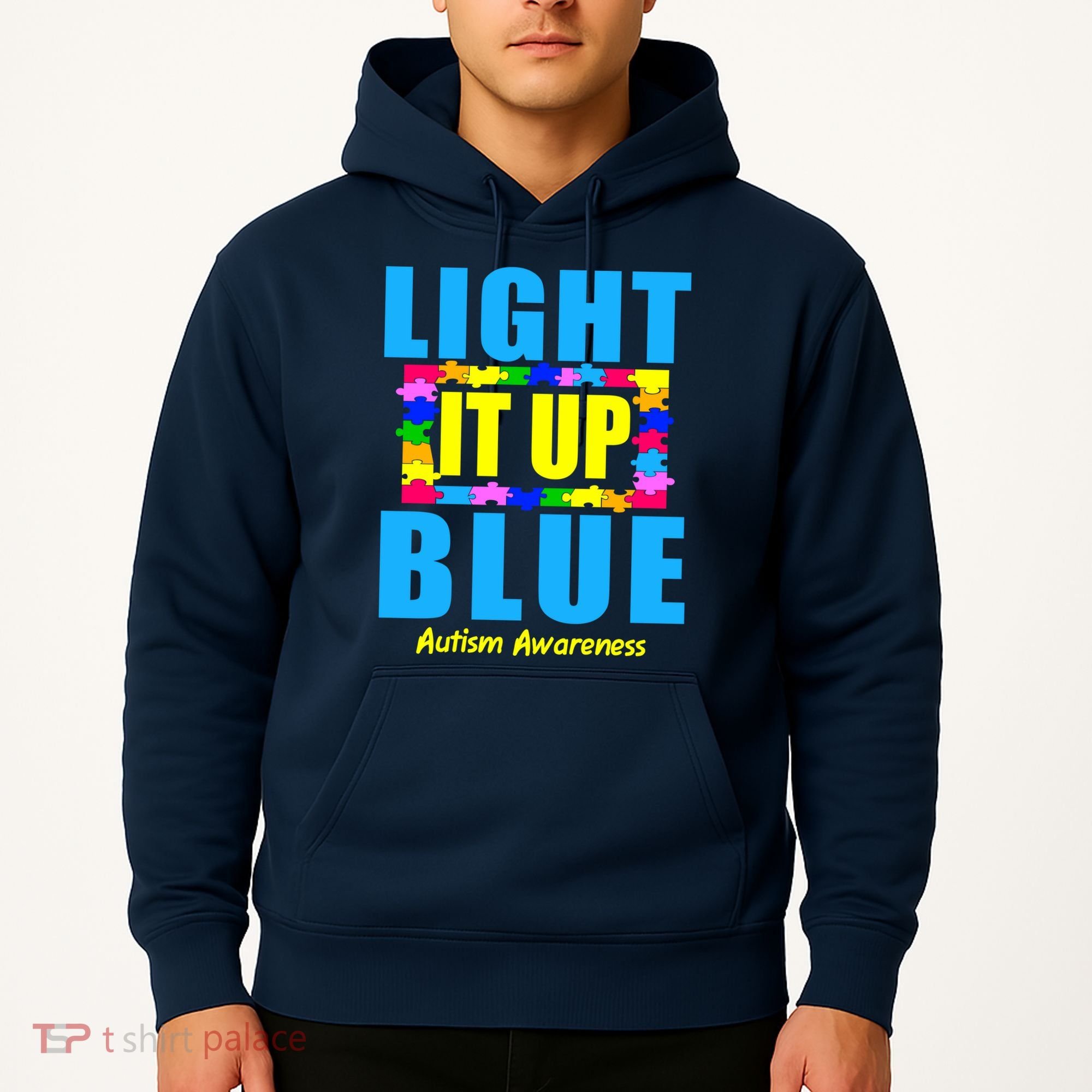 Light It Up Blue Autism Awareness Puzzle Pieces Hoodie