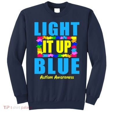 Light It Up Blue Autism Awareness Puzzle Pieces Sweatshirt