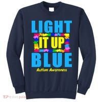 Light It Up Blue Autism Awareness Puzzle Pieces Sweatshirt thumb 0