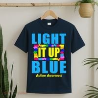 Light It Up Blue Autism Awareness Puzzle Pieces T-Shirt thumb 2