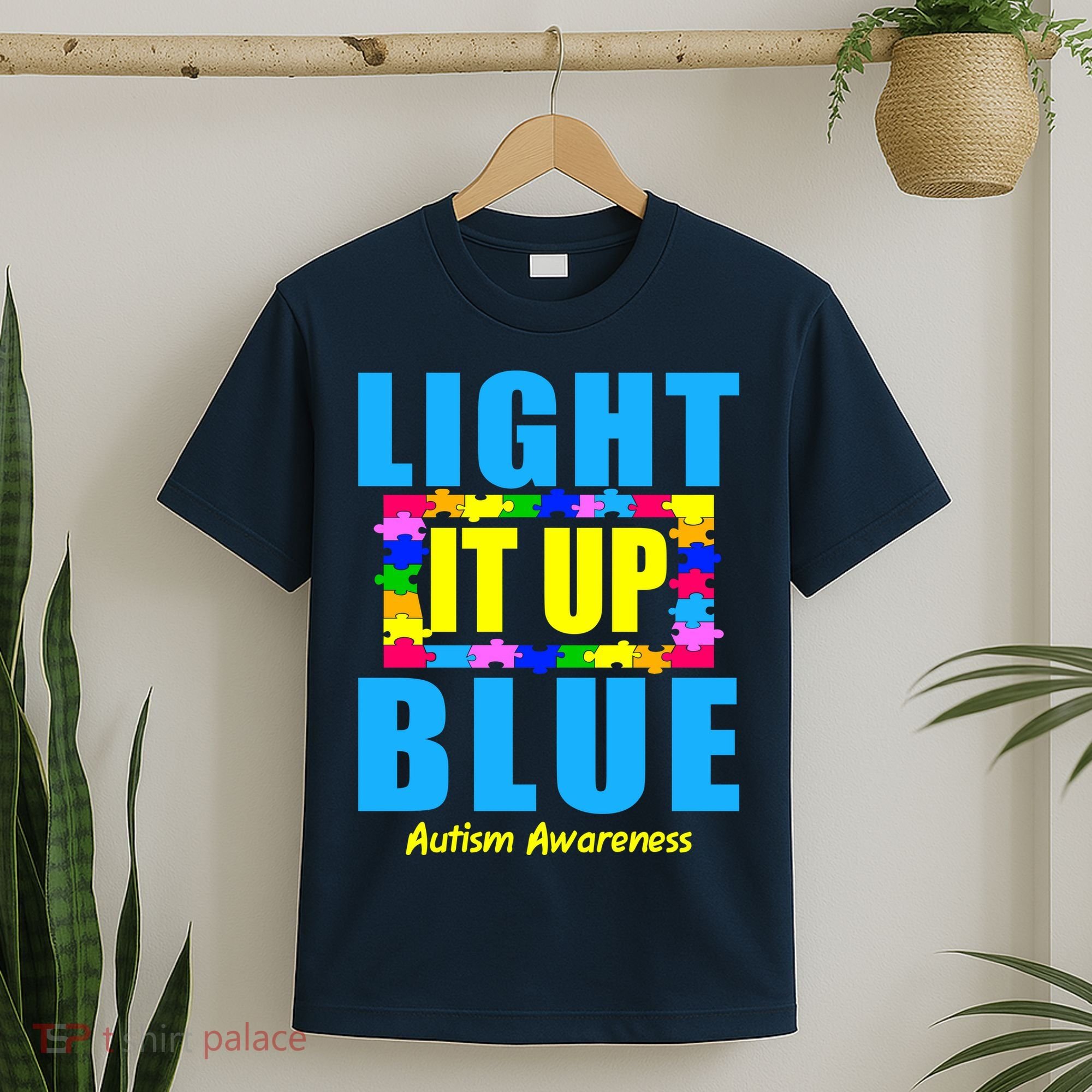 Light It Up Blue Autism Awareness Puzzle Pieces T-Shirt