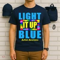 Light It Up Blue Autism Awareness Puzzle Pieces T-Shirt thumb 6