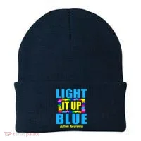 Light It Up Blue Autism Awareness Puzzle Pieces Beanie thumb 0