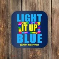Light It Up Blue Autism Awareness Puzzle Pieces Coaster thumb 0