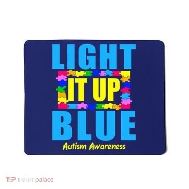 Light It Up Blue Autism Awareness Puzzle Pieces Mousepad