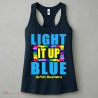 Light It Up Blue Autism Awareness Puzzle Pieces Women's Tank Top thumb 3