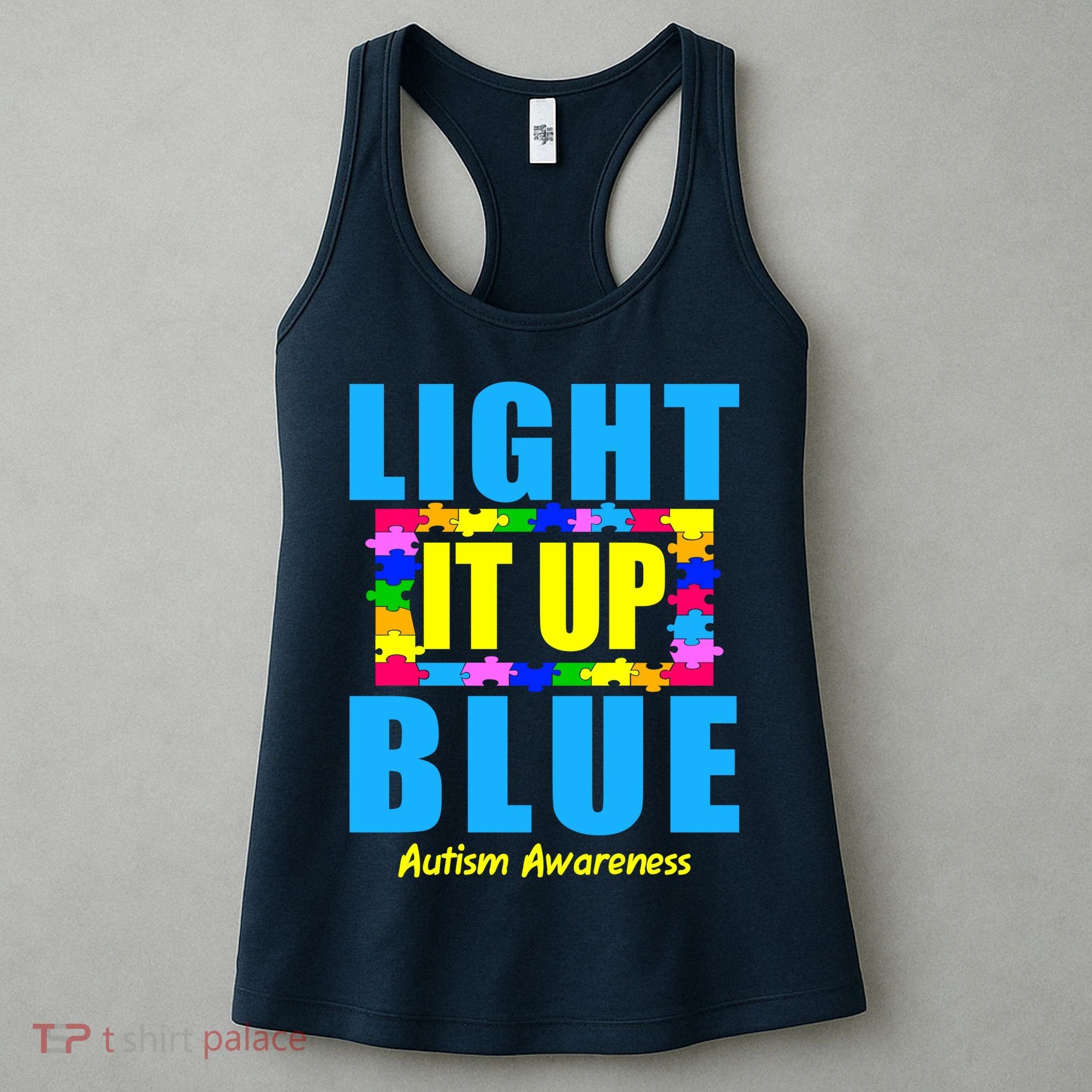 Light It Up Blue Autism Awareness Puzzle Pieces Women's Tank Top