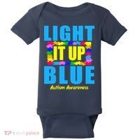 Light It Up Blue Autism Awareness Puzzle Pieces Baby Bodysuit thumb 0