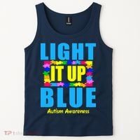 Light It Up Blue Autism Awareness Puzzle Pieces Tank Top thumb 2