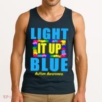 Light It Up Blue Autism Awareness Puzzle Pieces Tank Top thumb 3