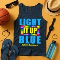Light It Up Blue Autism Awareness Puzzle Pieces Tank Top thumb 4