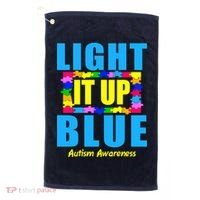 Light It Up Blue Autism Awareness Puzzle Pieces Golf Towel thumb 0