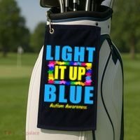 Light It Up Blue Autism Awareness Puzzle Pieces Golf Towel thumb 2