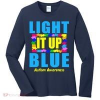 Light It Up Blue Autism Awareness Puzzle Pieces Women's Long Sleeve Shirt thumb 0