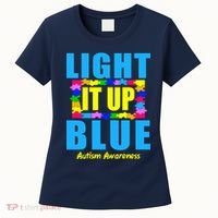 Light It Up Blue Autism Awareness Puzzle Pieces Women's T-Shirt thumb 0