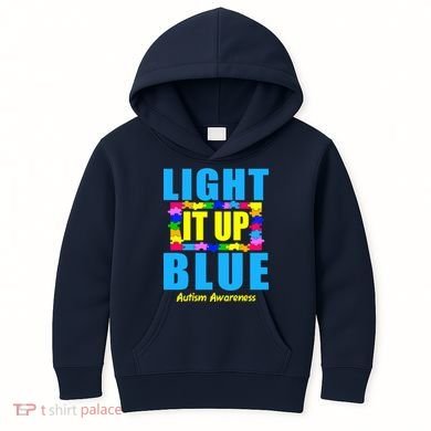 Light It Up Blue Autism Awareness Puzzle Pieces Kids Hoodie