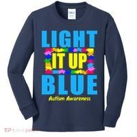 Light It Up Blue Autism Awareness Puzzle Pieces Kids Long Sleeve Shirt thumb 0
