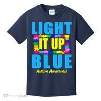 Light It Up Blue Autism Awareness Puzzle Pieces Kids T-Shirt thumb 0