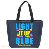 Light It Up Blue Autism Awareness Puzzle Pieces Tote Bag thumb 0