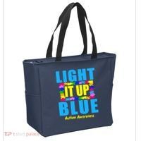 Light It Up Blue Autism Awareness Puzzle Pieces Tote Bag thumb 2