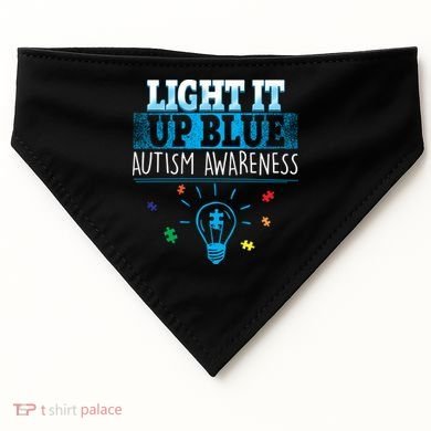 Light It Up Blue Autism Puzzle Bulb USA-Made Doggie Bandana