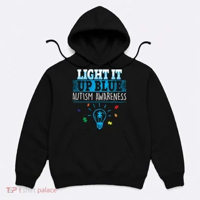 Light It Up Blue Autism Puzzle Bulb Hoodie