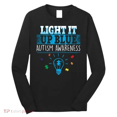 Light It Up Blue Autism Puzzle Bulb Long Sleeve Shirt