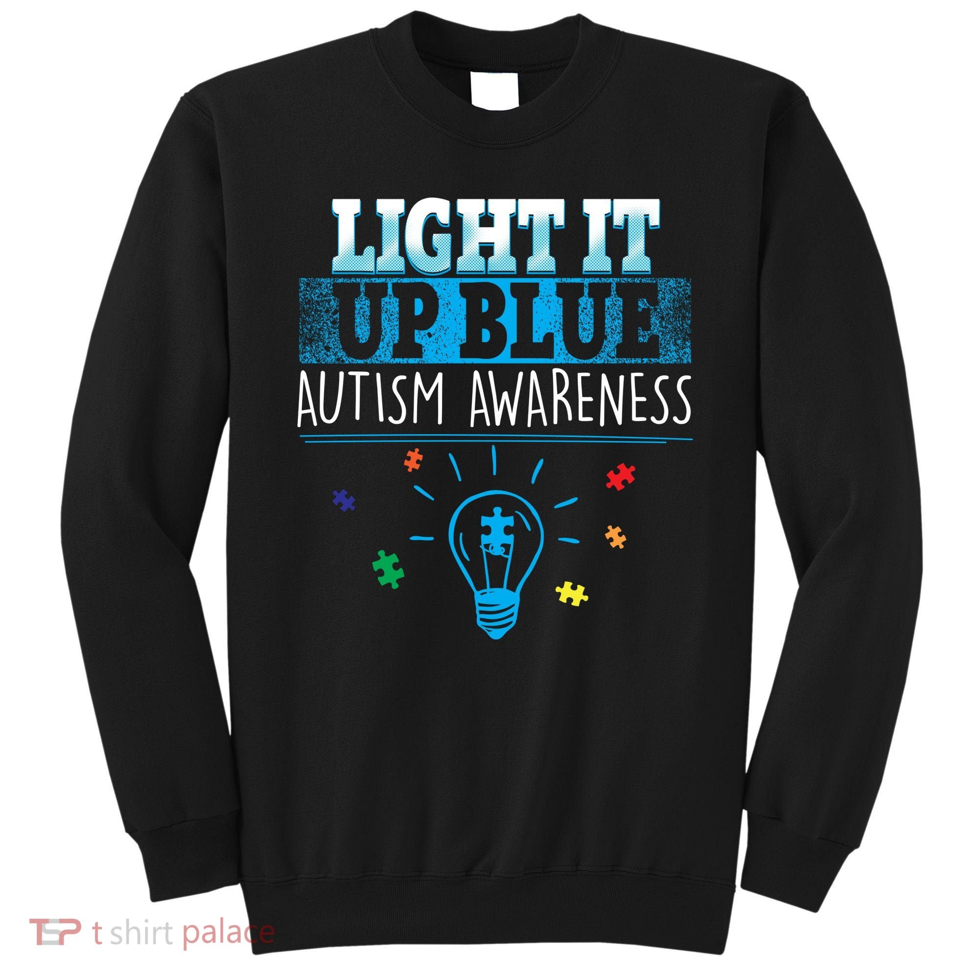 Light It Up Blue Autism Puzzle Bulb Sweatshirt