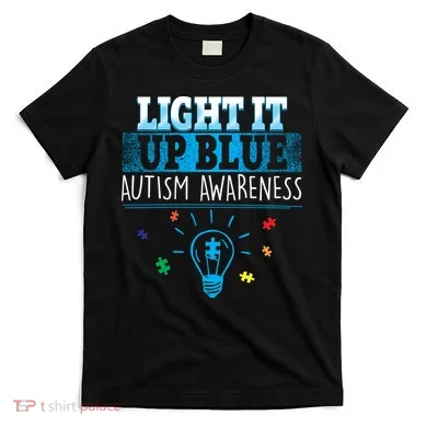 Light It Up Blue Autism Puzzle Bulb T-Shirt