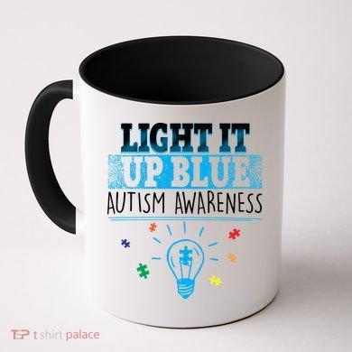 Light It Up Blue Autism Puzzle Bulb Coffee Mug