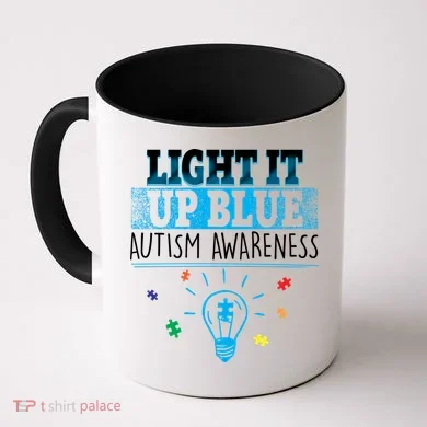 Light It Up Blue Autism Puzzle Bulb Coffee Mug