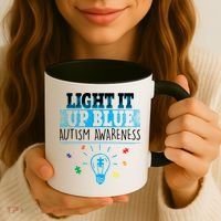 Light It Up Blue Autism Puzzle Bulb Coffee Mug thumb 3