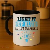 Light It Up Blue Autism Puzzle Bulb Coffee Mug thumb 4