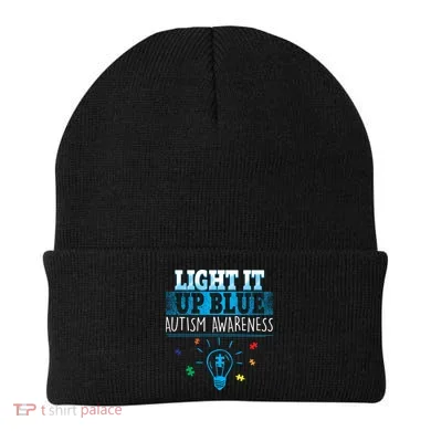 Light It Up Blue Autism Puzzle Bulb Beanie