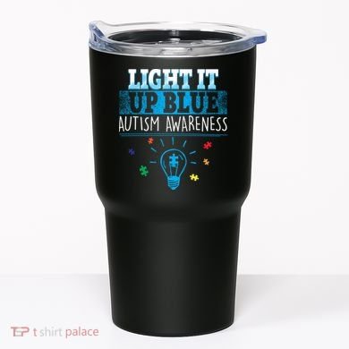 Light It Up Blue Autism Puzzle Bulb Tumbler