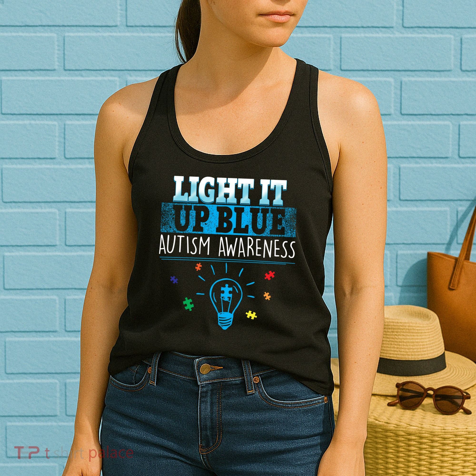 Light It Up Blue Autism Puzzle Bulb Women's Tank Top