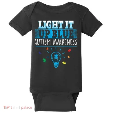 Light It Up Blue Autism Puzzle Bulb Baby Bodysuit