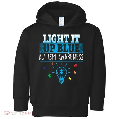 Light It Up Blue Autism Puzzle Bulb Toddler Hoodie
